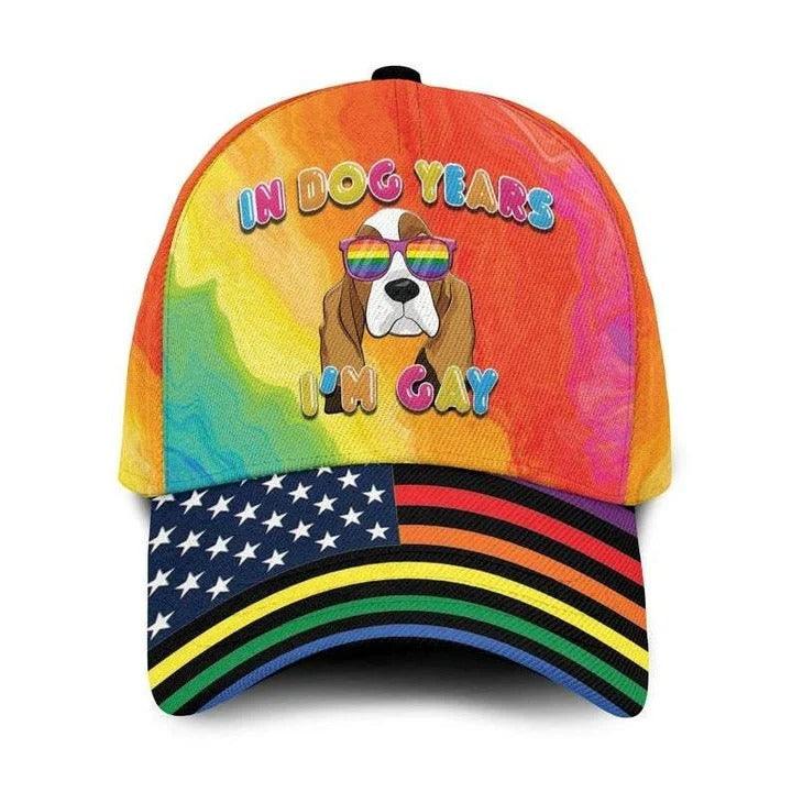 Beagle LGBT Cap, Beagle In Dog Years I'm Gay Pride Rainbow Colors Classic Cap Hat For Men And Women, Perfect LGBT Gift For Friend, Couple, Dog Lovers - Amzanimalsgift