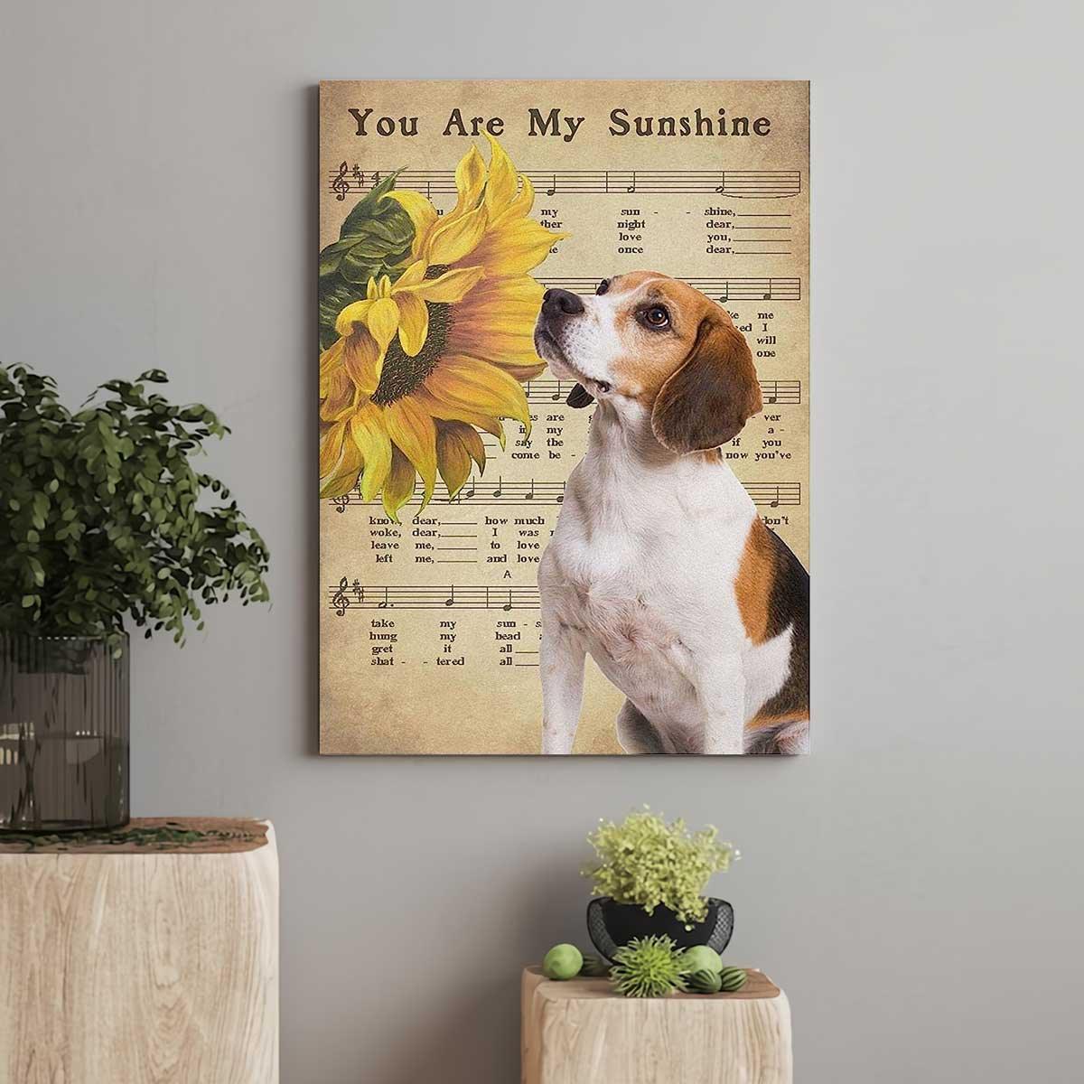 Beagle Portrait Canvas, Beagle You Are My Shunshine - Matte Canvas, Premium Wrapped Canvas - Perfect Gift For Beagle Dog Owner, Dog Lovers - Amzanimalsgift