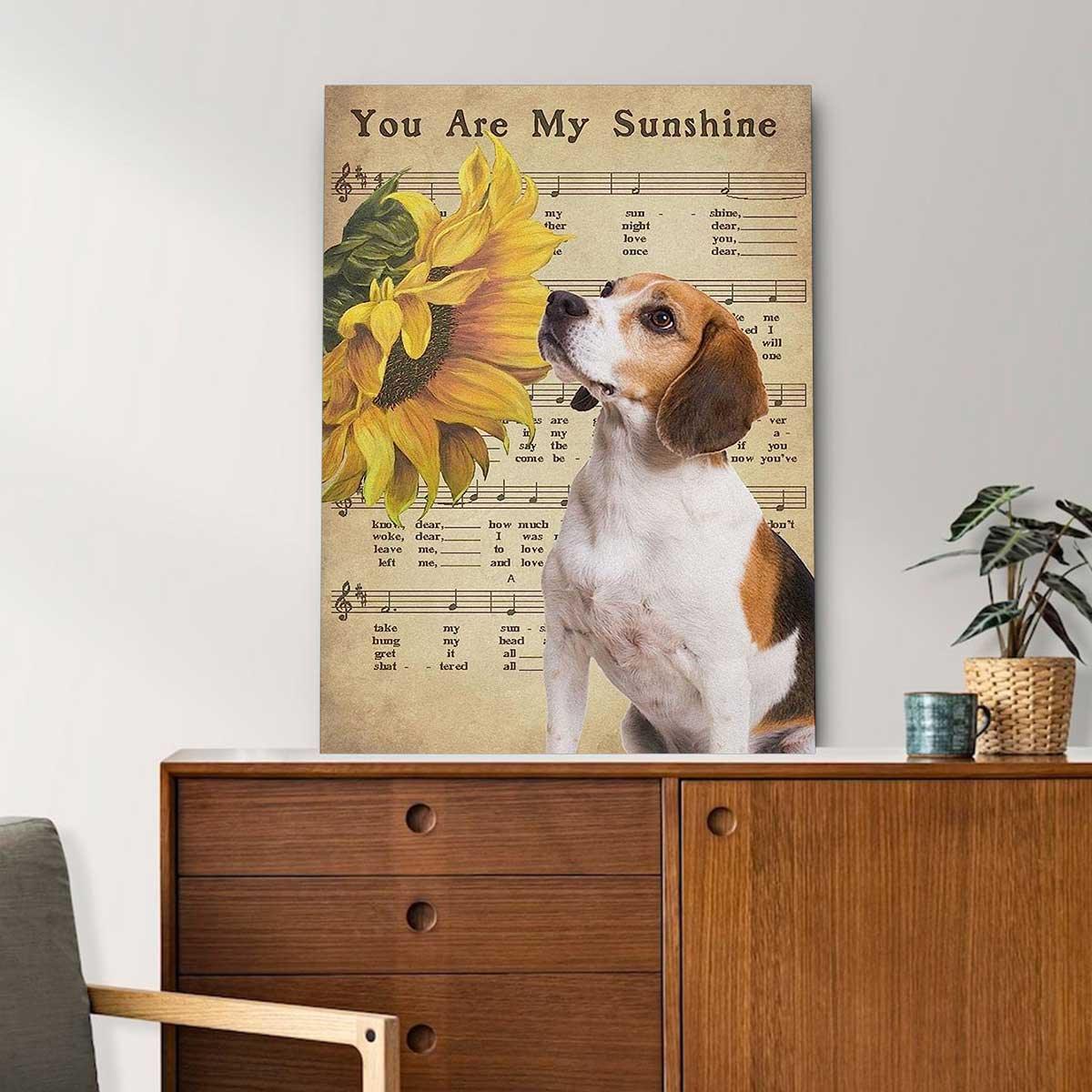 Beagle Portrait Canvas, Beagle You Are My Shunshine - Matte Canvas, Premium Wrapped Canvas - Perfect Gift For Beagle Dog Owner, Dog Lovers - Amzanimalsgift