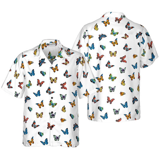 Beautiful Butterflies Hawaiian Shirt, Colorful Summer Aloha Shirts For Men Women, Perfect Gift For Husband, Wife, Boyfriend, Friend - Amzanimalsgift