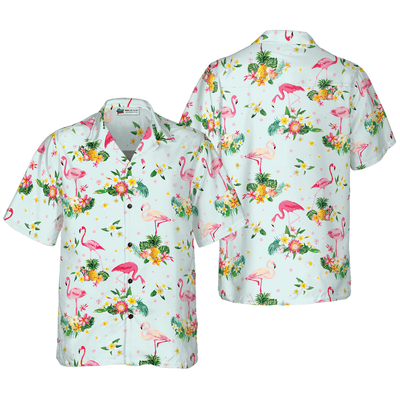 Beautiful Flamingo Hawaiian Shirt, Tropical Flowers Flamingo Aloha Shirt For Men And Women - Perfect Gift For Husband, Boyfriend, Friend, Family - Amzanimalsgift
