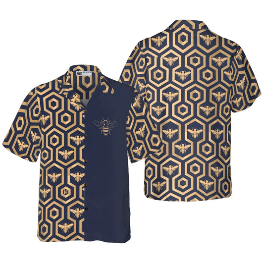 Bee Hive Hexagon Hawaiian Shirt, Summer Aloha Shirts For Men Women, Perfect Gift For Husband, Wife, Boyfriend, Friend - Amzanimalsgift