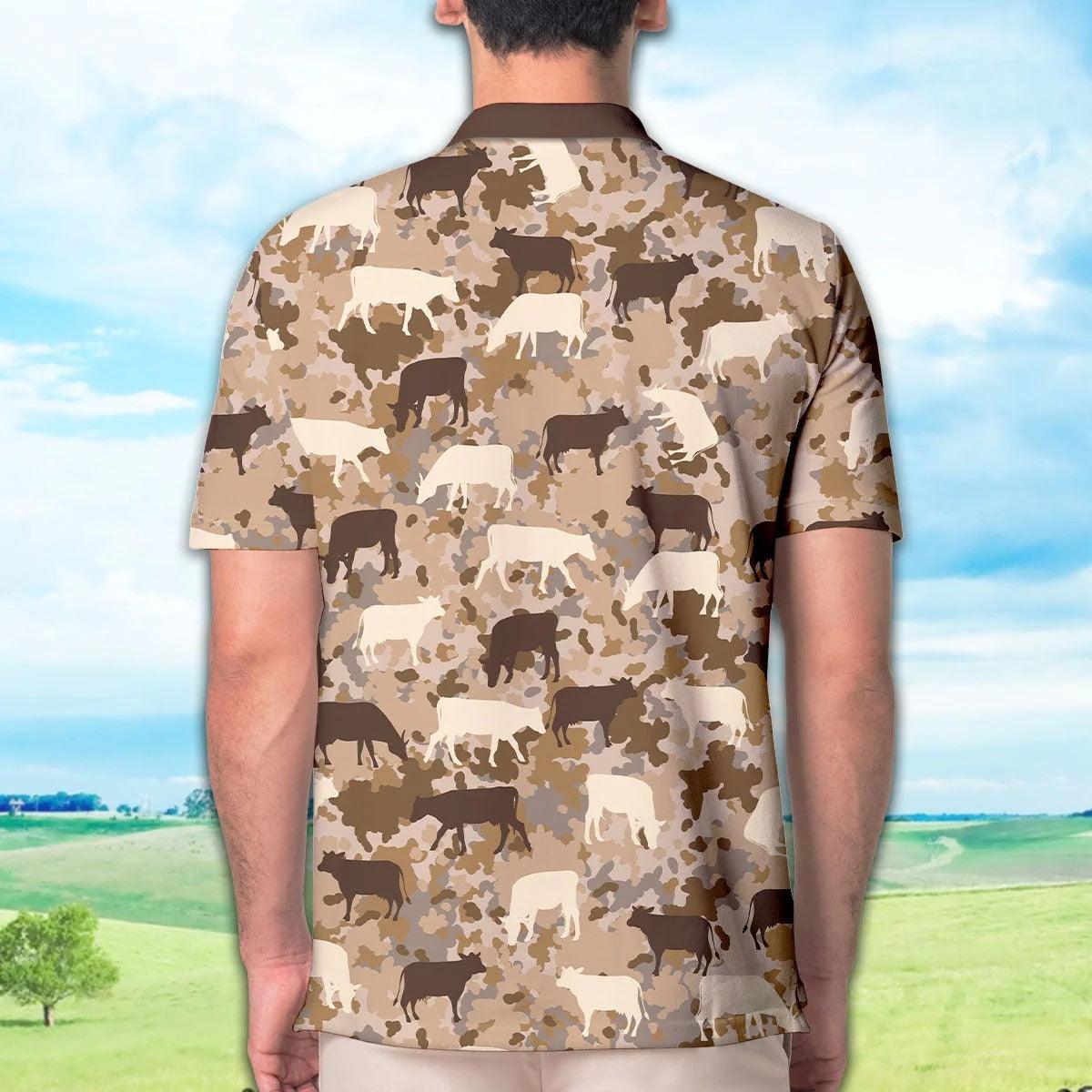 Beefmaster Men Polo Shirts - Beefmaster Camo Pattern Polo Shirts For Men - Perfect Gift For Beefmaster Lovers, Cattle Lovers - Amzanimalsgift