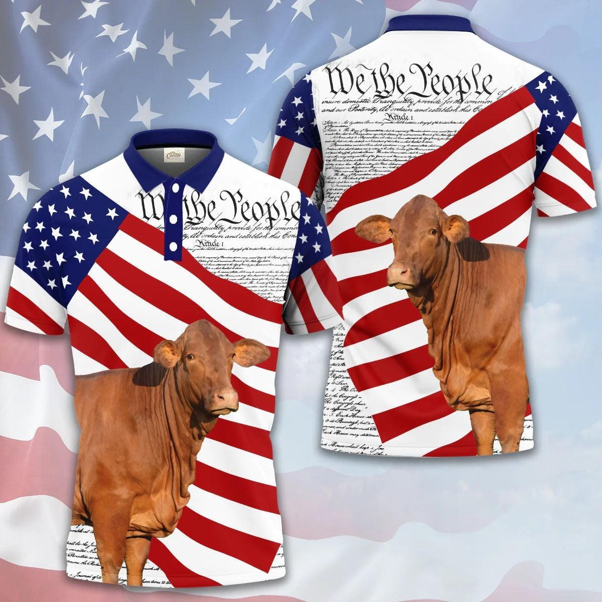 Beefmaster Men Polo Shirts - Beefmaster States Of America Polo Shirts For Men - Perfect Gift For Beefmaster Lovers, Cattle Lovers - Amzanimalsgift