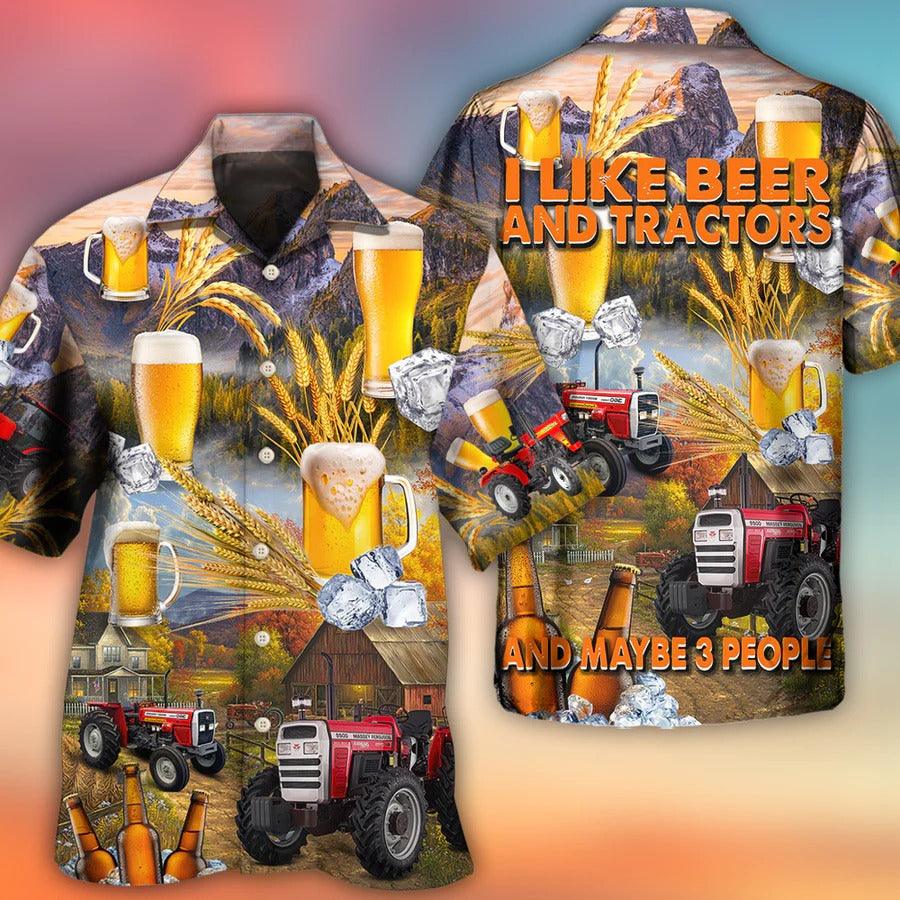Beer Hawaiian Shirt, Autumn Farm, Beer And Tractor Aloha Shirt For Men And Women - Perfect Gift For Beer Lovers, Farm Lovers - Amzanimalsgift