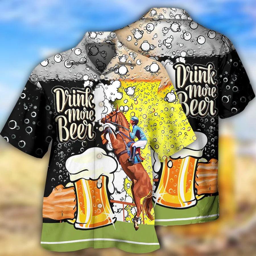 Beer Hawaiian Shirt, Beer And Horse Racing, Drink More Beer Aloha Shirt For Men And Women - Perfect Gift For Beer Lovers, Summer, Racer - Amzanimalsgift