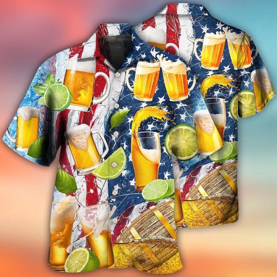 Beer Hawaiian Shirt, Beer And Lemon, Beer Independence Day Aloha Shirt For Men And Women - Perfect Gift For Beer Lovers, Summer - Amzanimalsgift