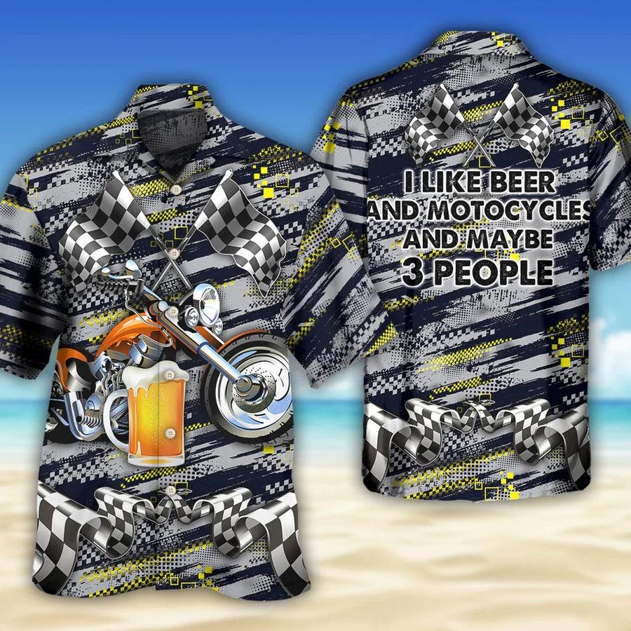 Beer Hawaiian Shirt, Beer And Motocycles, I Like Beer And Motocycles Aloha Shirt For Men And Women - Perfect Gift For Beer Lovers, Motorcycle Lovers - Amzanimalsgift