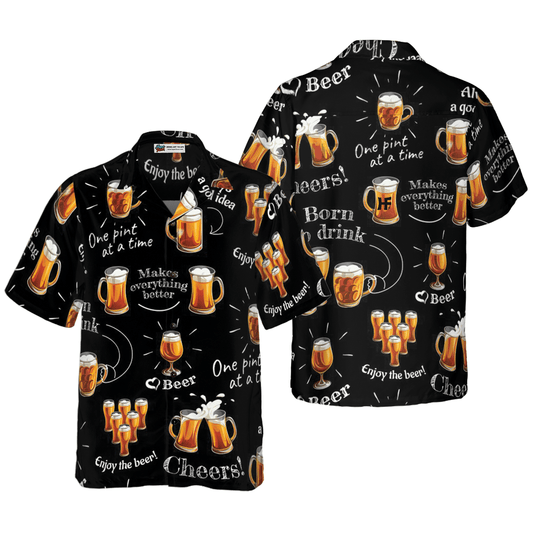 Beer Hawaiian Shirt, Beer Born To Drink, Colorful Summer Aloha Shirt For Men Women, Perfect Gift For Friend, Family, Husband, Wife, Boyfriend, Girlfriend - Amzanimalsgift