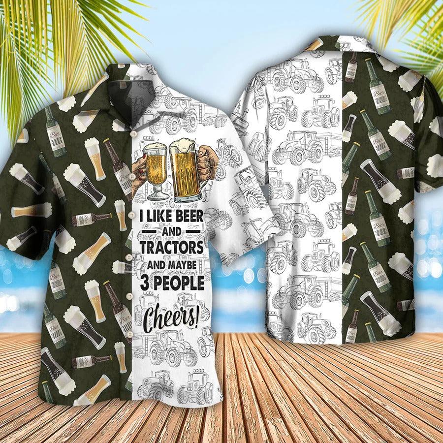 Beer Hawaiian Shirt, Beer Bottle With Tractor, I Like Beer And Trators Aloha Shirt For Men And Women - Perfect Gift For Beer Lovers, Summer - Amzanimalsgift