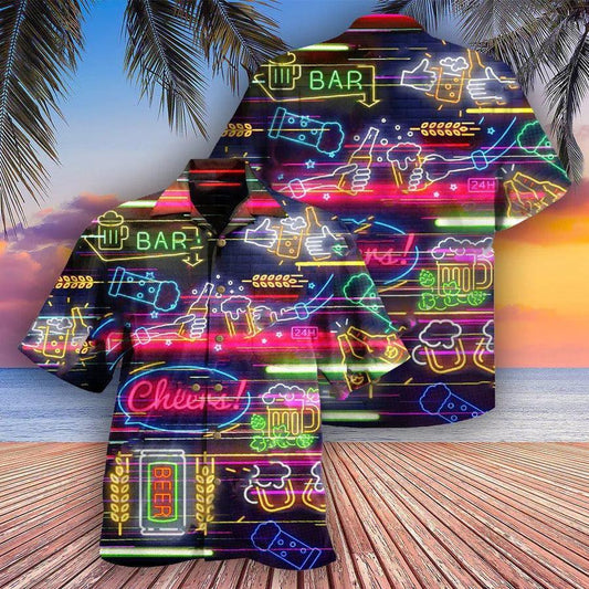 Beer Hawaiian Shirt, Beer Cheers, Drinking Beer Neon Bar Aloha Shirt For Men And Women - Perfect Gift For Beer Lovers, Summer - Amzanimalsgift
