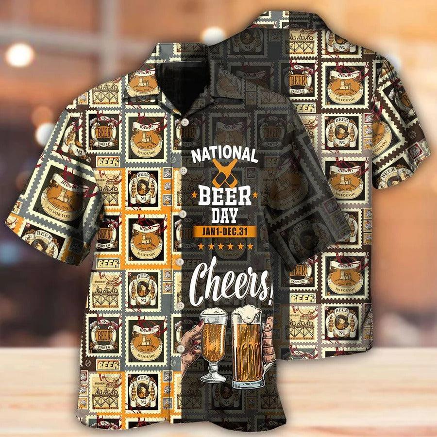 Beer Hawaiian Shirt, Beer Cheers, National Beer Day Aloha Shirt For Men And Women - Perfect Gift For Beer Lovers, Summer - Amzanimalsgift