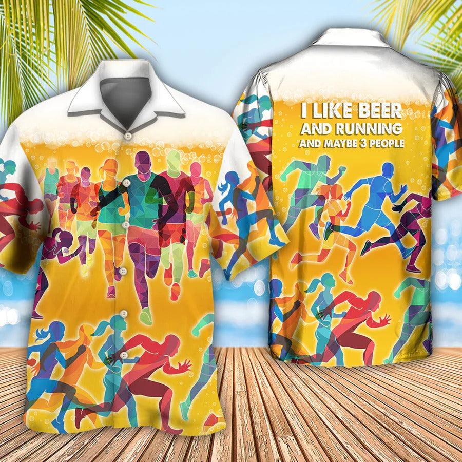 Beer Hawaiian Shirt, Beer Running, I Like Beer And Running Aloha Shirt For Men And Women - Perfect Gift For Beer Lovers, Runner - Amzanimalsgift