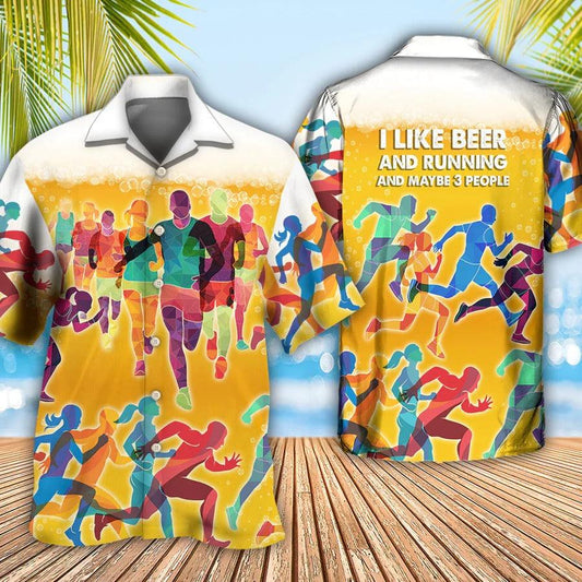 Beer Hawaiian Shirt, Beer Running, I Like Beer And Running Aloha Shirt For Men And Women - Perfect Gift For Beer Lovers, Runner - Amzanimalsgift