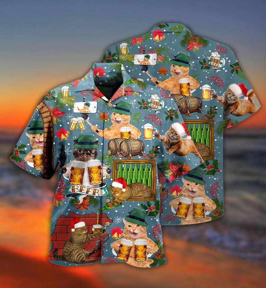 Beer Hawaiian Shirt, Cat Christmas, Don't Let Your Cat Drink Beer Aloha Shirt For Men And Women - Perfect Gift For Beer Lovers, Cat Lovers - Amzanimalsgift