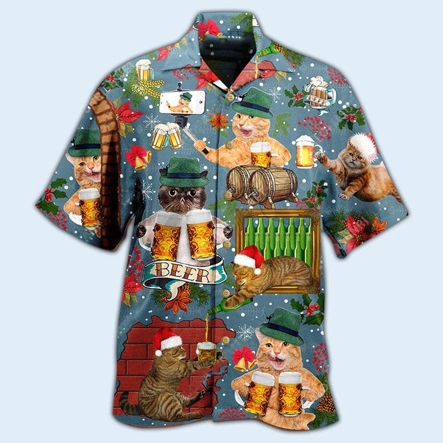 Beer Hawaiian Shirt, Cat Christmas, Don't Let Your Cat Drink Beer Aloha Shirt For Men And Women - Perfect Gift For Beer Lovers, Cat Lovers - Amzanimalsgift