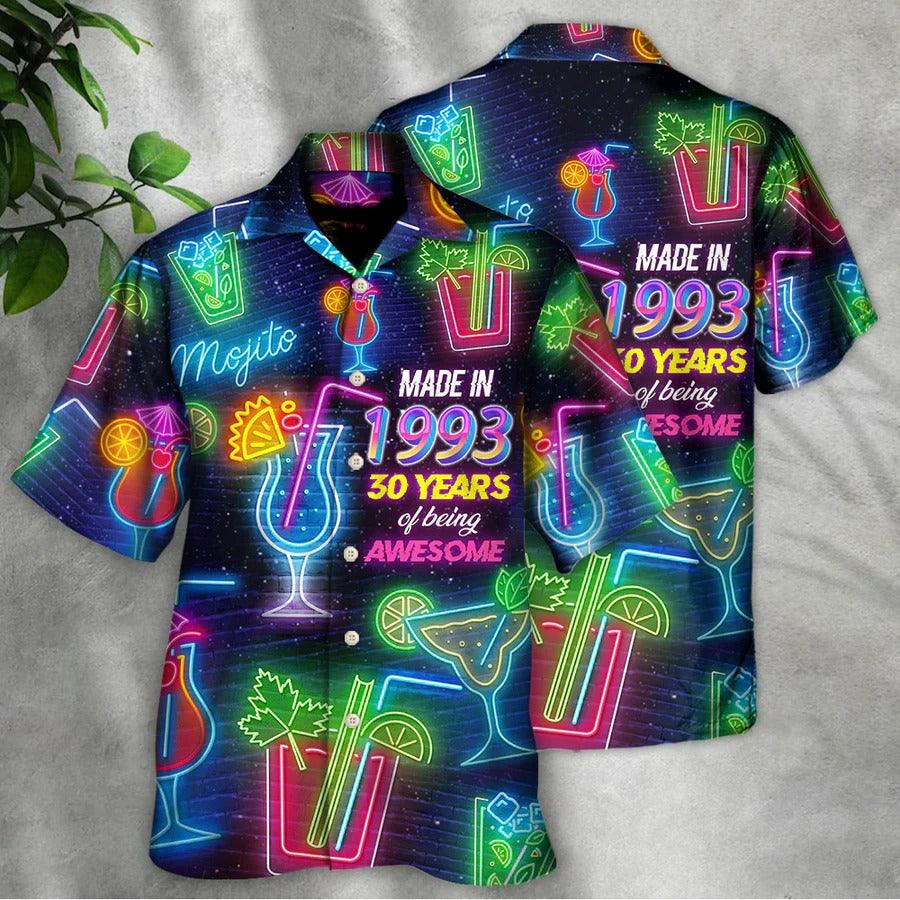 Beer Hawaiian Shirt, Cocktail Drinking, Cocktail Made In 1993 Neon Style Aloha Shirt For Men And Women - Perfect Gift For Beer Lovers, Cocktail Lovers - Amzanimalsgift