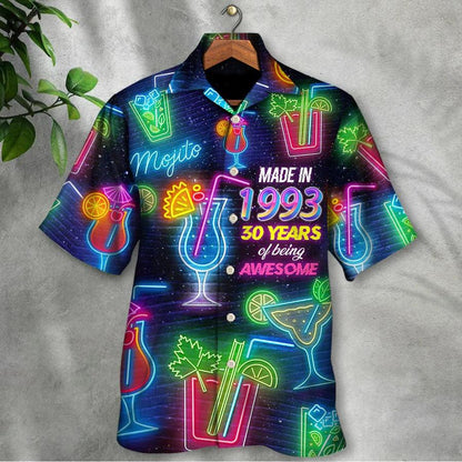 Beer Hawaiian Shirt, Cocktail Drinking, Cocktail Made In 1993 Neon Style Aloha Shirt For Men And Women - Perfect Gift For Beer Lovers, Cocktail Lovers - Amzanimalsgift