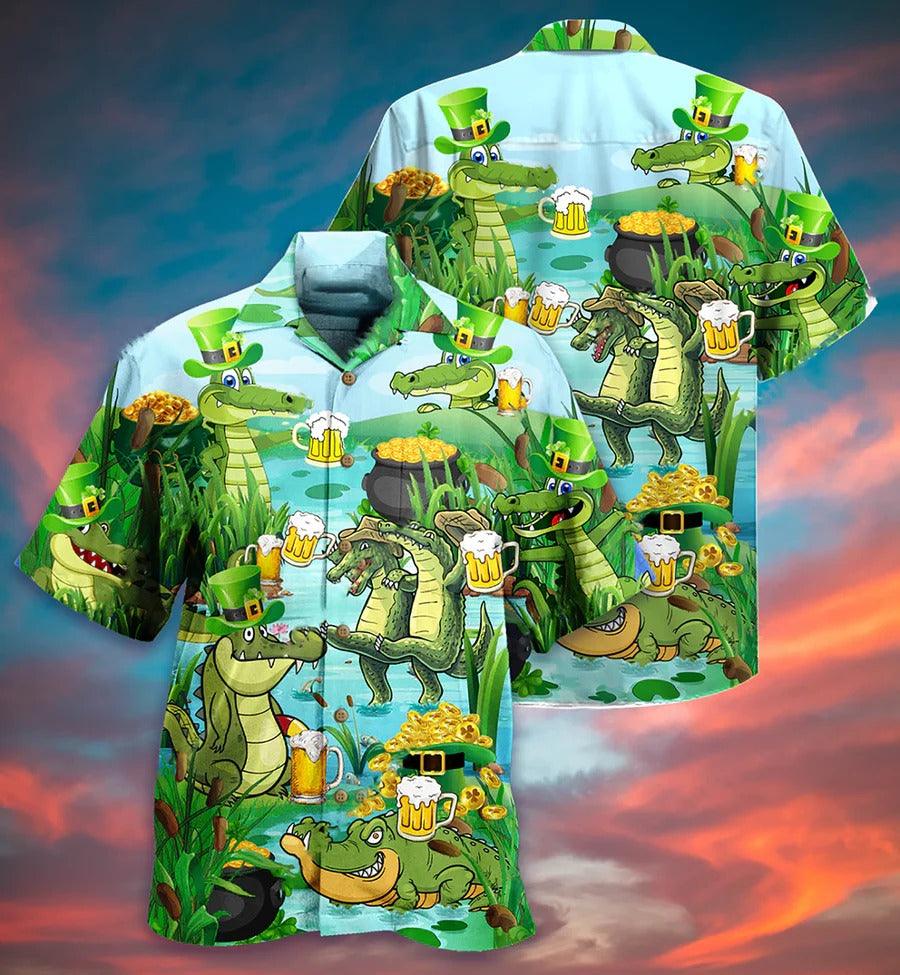 Beer Hawaiian Shirt, Crocodile Drinking Beer, Crocodile Loves Beer Everyday Aloha Shirt For Men And Women - Perfect Gift For Beer Lovers, Summer - Amzanimalsgift