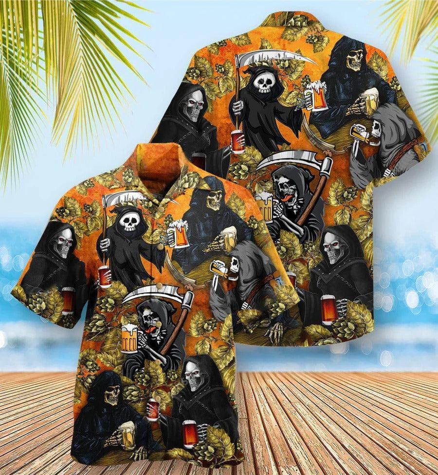 Beer Hawaiian Shirt, Death Drink Beer, Relax I Am Just Here For The Beer Aloha Shirt For Men And Women - Perfect Gift For Beer Lovers, Summer - Amzanimalsgift