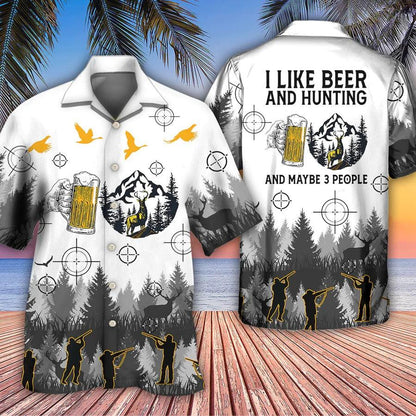 Beer Hawaiian Shirt, Hunting Beer, I Like Beer And Hunting Aloha Shirt For Men And Women - Perfect Gift For Beer Lovers, Hunter - Amzanimalsgift