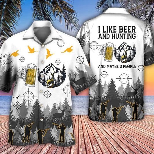 Beer Hawaiian Shirt, Hunting Beer, I Like Beer And Hunting Aloha Shirt For Men And Women - Perfect Gift For Beer Lovers, Hunter - Amzanimalsgift
