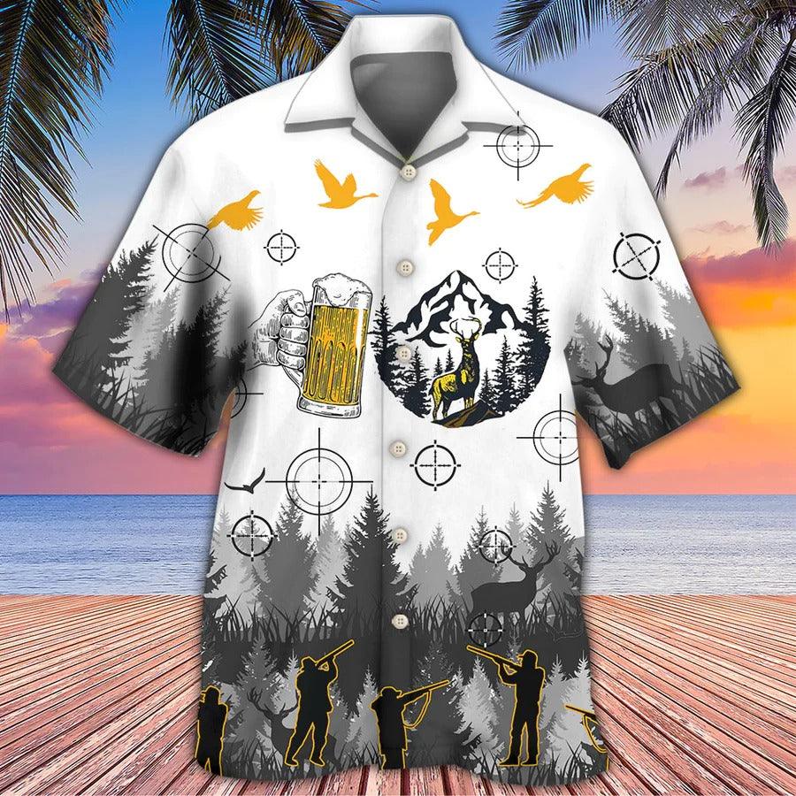 Beer Hawaiian Shirt, Hunting Beer, I Like Beer And Hunting Aloha Shirt For Men And Women - Perfect Gift For Beer Lovers, Hunter - Amzanimalsgift