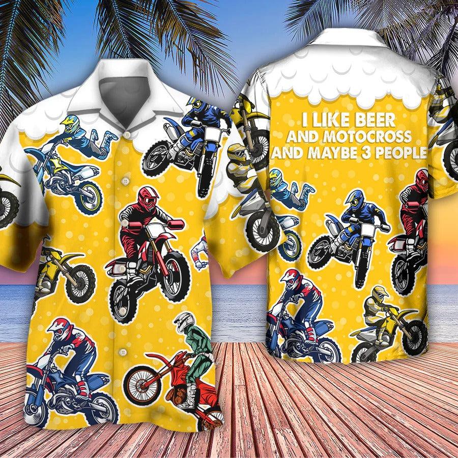 Beer Hawaiian Shirt, Motor Racing, I Like Beer And Motocross Style Aloha Shirt For Men And Women - Perfect Gift For Beer Lovers, Racer - Amzanimalsgift
