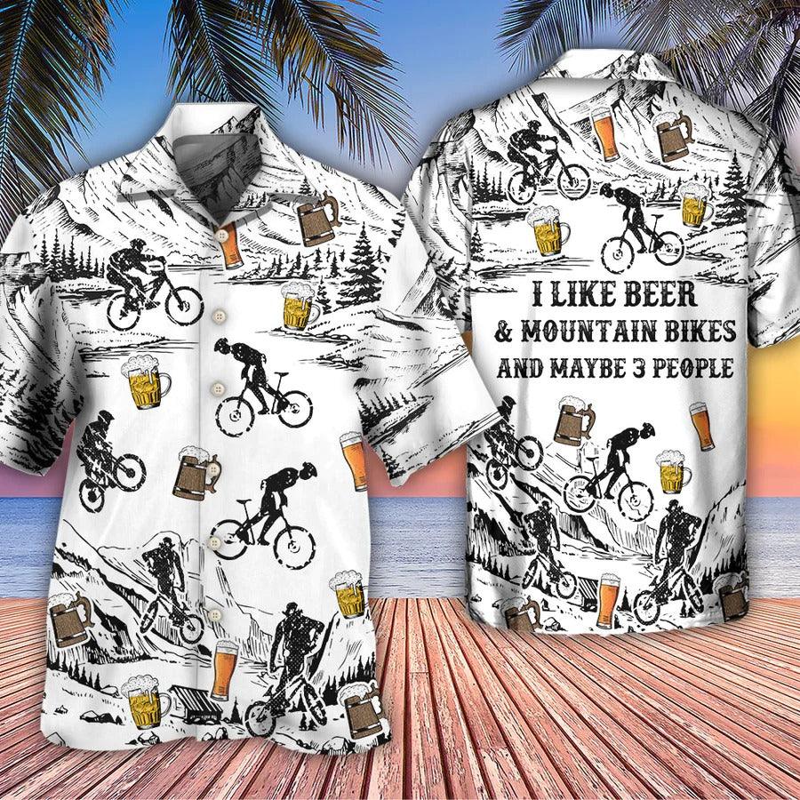 Beer Hawaiian Shirt, Mountain Bikes, Snow, I Like Beer And Mountain Bikes Aloha Shirt For Men And Women - Perfect Gift For Beer Lovers - Amzanimalsgift