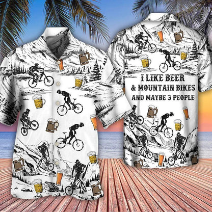 Beer Hawaiian Shirt, Mountain Bikes, Snow, I Like Beer And Mountain Bikes Aloha Shirt For Men And Women - Perfect Gift For Beer Lovers - Amzanimalsgift