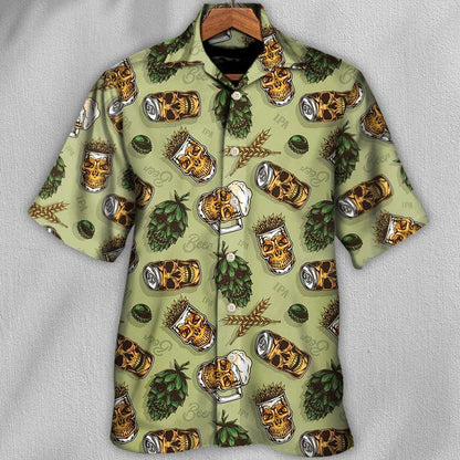 Beer Hawaiian Shirt, Skull Beer, Beer And Hops Favorite Basic Background Aloha Shirt For Men And Women - Perfect Gift For Beer Lovers, Summer - Amzanimalsgift