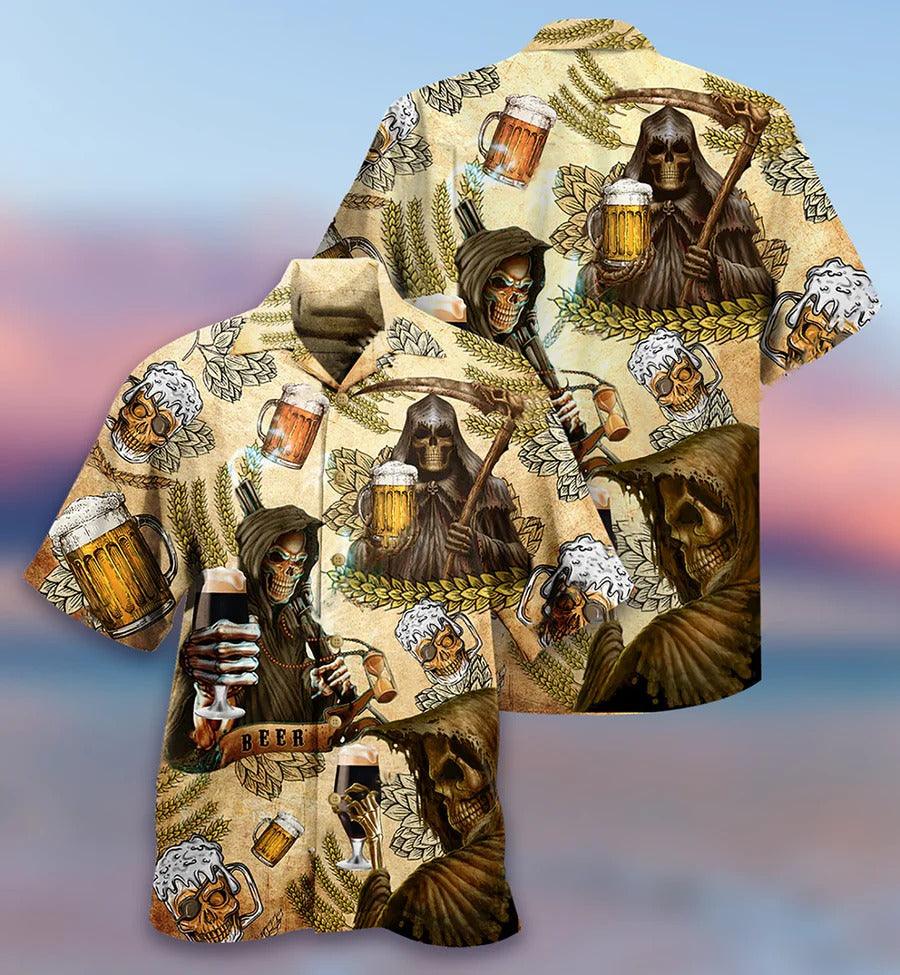 Beer Hawaiian Shirt, Skull Death, Beer Skull Make Happy Day Aloha Shirt For Men And Women - Perfect Gift For Beer Lovers, Summer - Amzanimalsgift