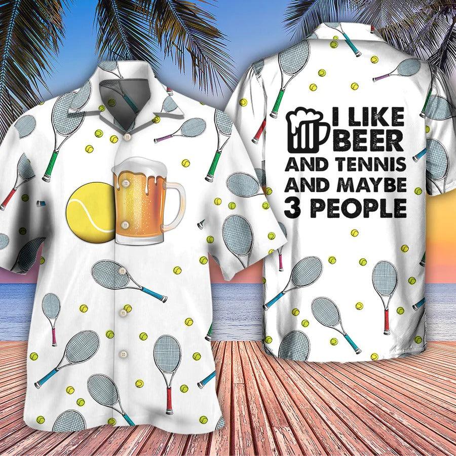 Beer Hawaiian Shirt, Tennis Ball, I Like Beer And Tennis Aloha Shirt For Men And Women - Perfect Gift For Beer Lovers, Tennis Lovers - Amzanimalsgift