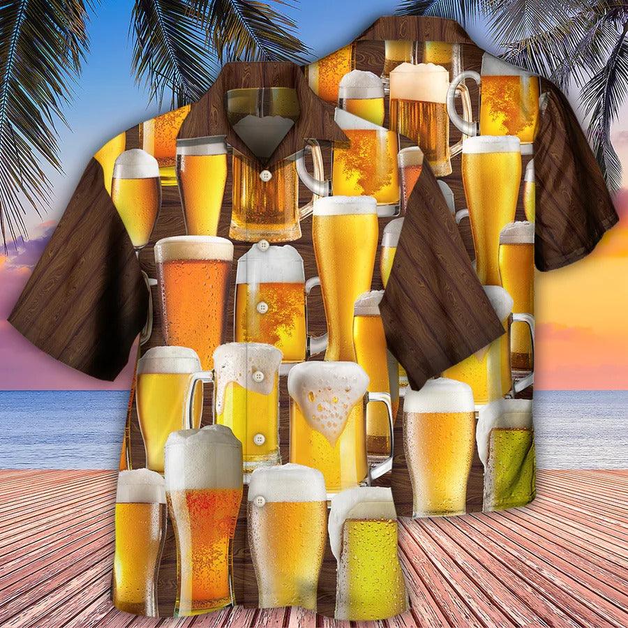 Beer Hawaiian Shirt, Tropical Beer, Beer With Brown, It's Time For Beer Aloha Shirt For Men And Women - Perfect Gift For Beer Lovers, Summer - Amzanimalsgift
