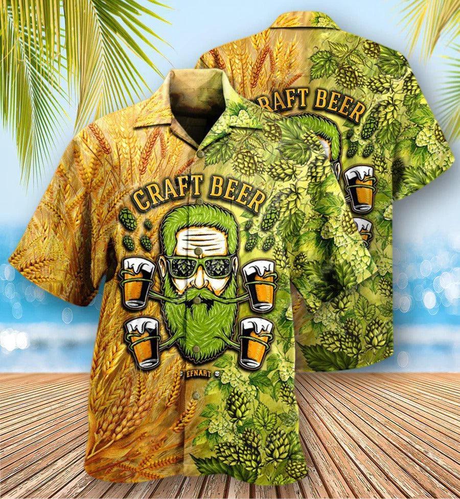 Beer Hawaiian Shirt, Tropical Fruit, Wheat Field, Craft Beer Aloha Shirt For Men And Women - Perfect Gift For Beer Lovers, Summer - Amzanimalsgift