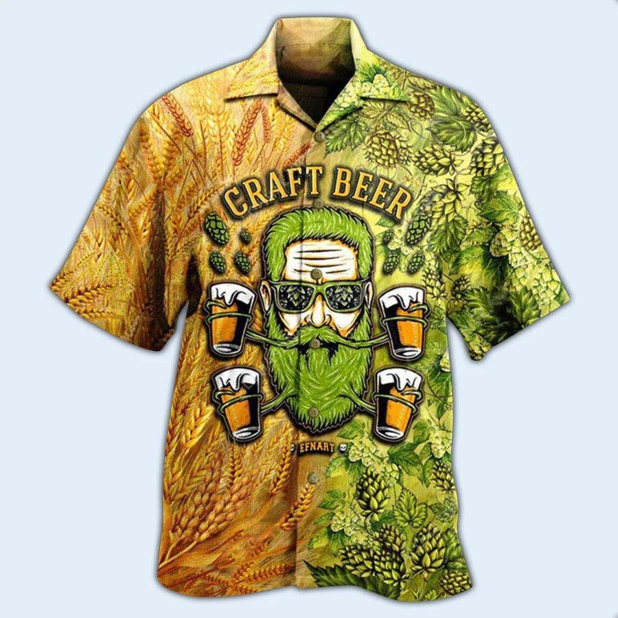 Beer Hawaiian Shirt, Tropical Fruit, Wheat Field, Craft Beer Aloha Shirt For Men And Women - Perfect Gift For Beer Lovers, Summer - Amzanimalsgift