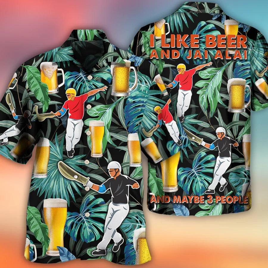 Beer Hawaiian Shirt, Tropical Leaves Pattern, Beer And Jai Alai Aloha Shirt For Men And Women - Perfect Gift For Beer Lovers, Summer - Amzanimalsgift