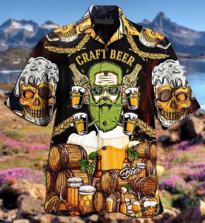 Beer Hawaiian Shirt, Tropical Summer, Skull Craft Beer Aloha Shirt For Men And Women - Perfect Gift For Beer Lovers, Summer - Amzanimalsgift