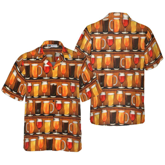 Beer Mugs Pattern Hawaiian Shirt, Beer Hawaiian Shirt, Beer Mugs Aloha Shirt For Men Women, Perfect Gift For Husband, Wife, Friend, Family - Amzanimalsgift