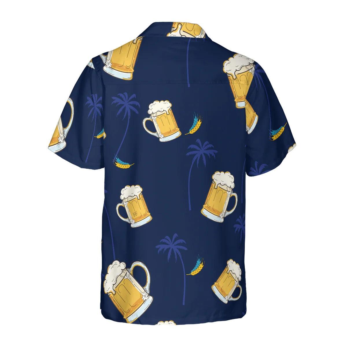 Beer Palm Tree Pattern Hawaiian Shirt, Beer Hawaiian Shirt, Tropical Aloha Shirt For Men Women, Perfect Gift For Husband, Wife, Friend, Family - Amzanimalsgift