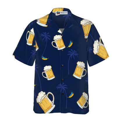 Beer Palm Tree Pattern Hawaiian Shirt, Beer Hawaiian Shirt, Tropical Aloha Shirt For Men Women, Perfect Gift For Husband, Wife, Friend, Family - Amzanimalsgift