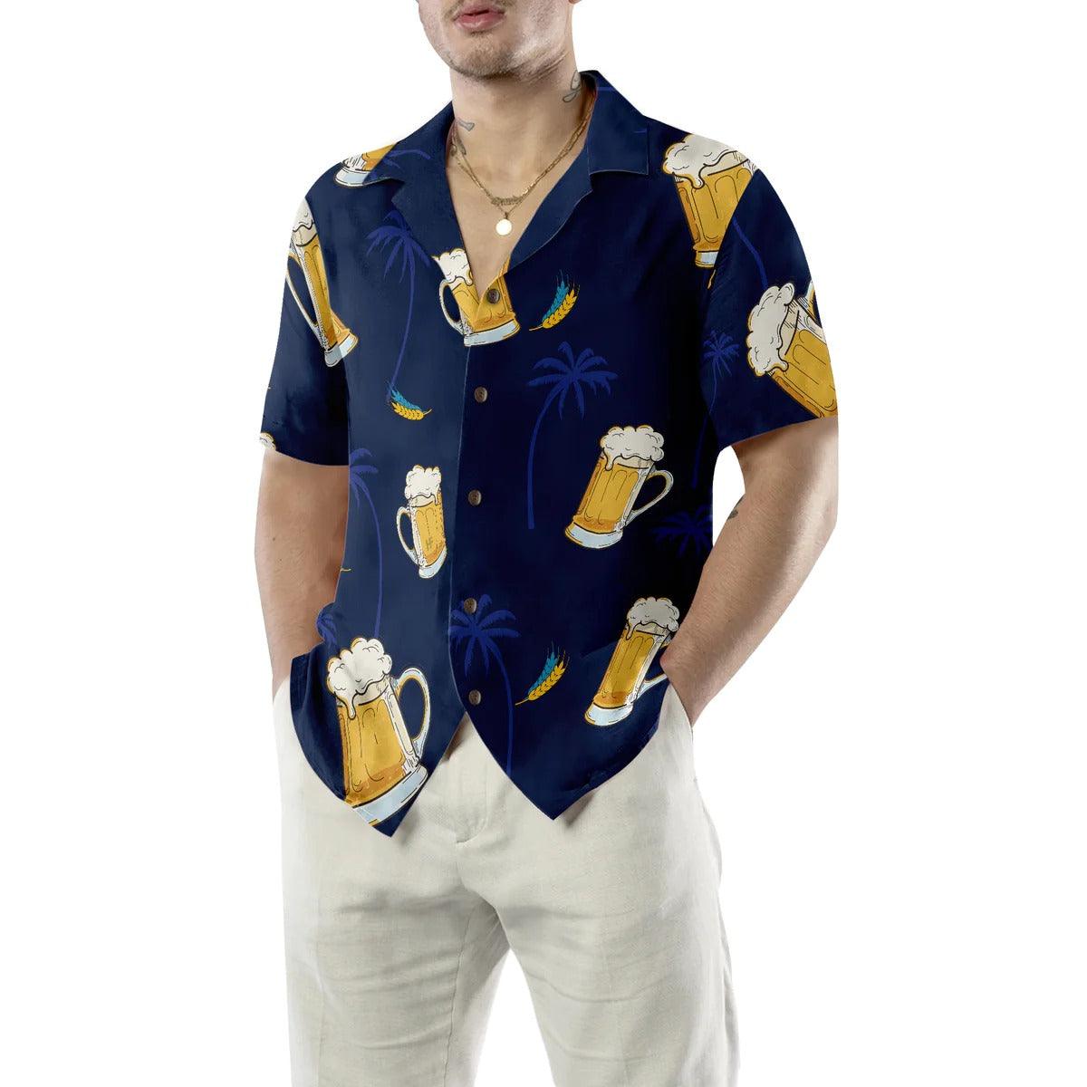 Beer Palm Tree Pattern Hawaiian Shirt, Beer Hawaiian Shirt, Tropical Aloha Shirt For Men Women, Perfect Gift For Husband, Wife, Friend, Family - Amzanimalsgift