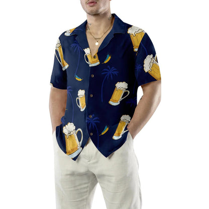 Beer Palm Tree Pattern Hawaiian Shirt, Beer Hawaiian Shirt, Tropical Aloha Shirt For Men Women, Perfect Gift For Husband, Wife, Friend, Family - Amzanimalsgift
