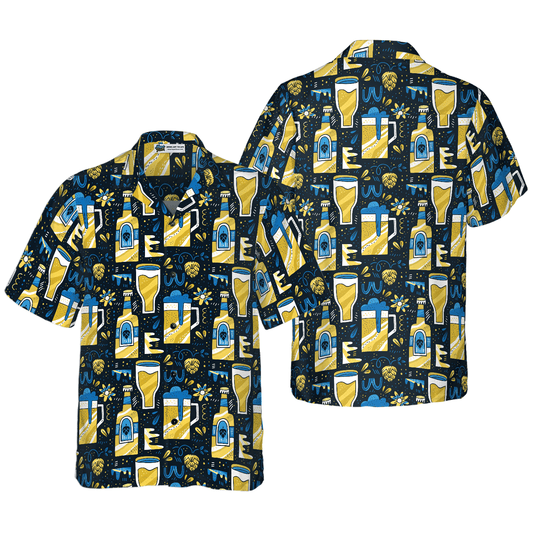 Beer Pattern Hawaiian Shirt, Colorful Summer Aloha Shirt For Men Women, Perfect Gift For Friend, Family, Husband, Wife, Boyfriend, Girlfriend - Amzanimalsgift