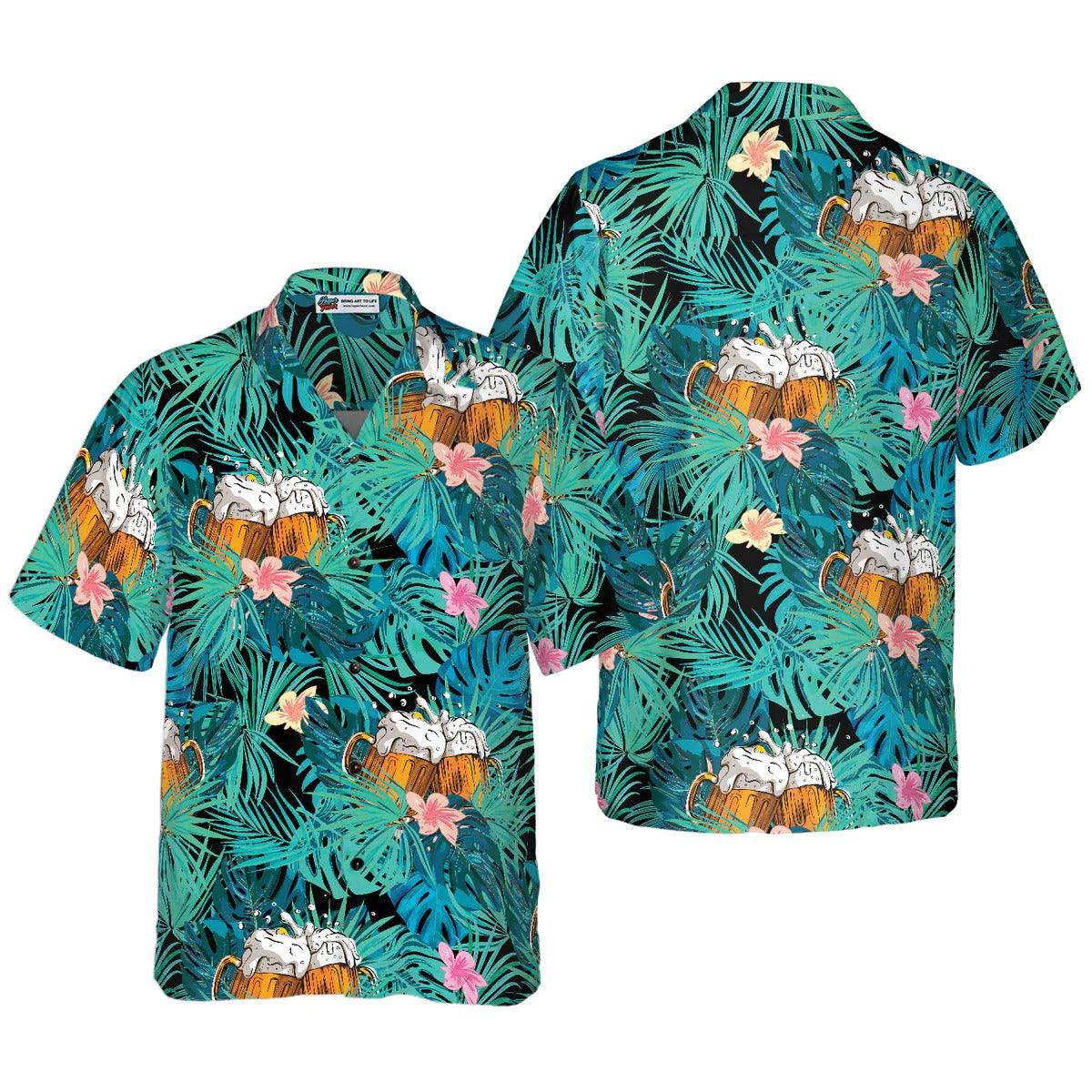 Beer Tropical Pattern Hawaiian Shirt, Beer Hawaiian Shirt, Tropical Aloha Shirt For Men Women, Perfect Gift For Husband, Wife, Friend, Family - Amzanimalsgift