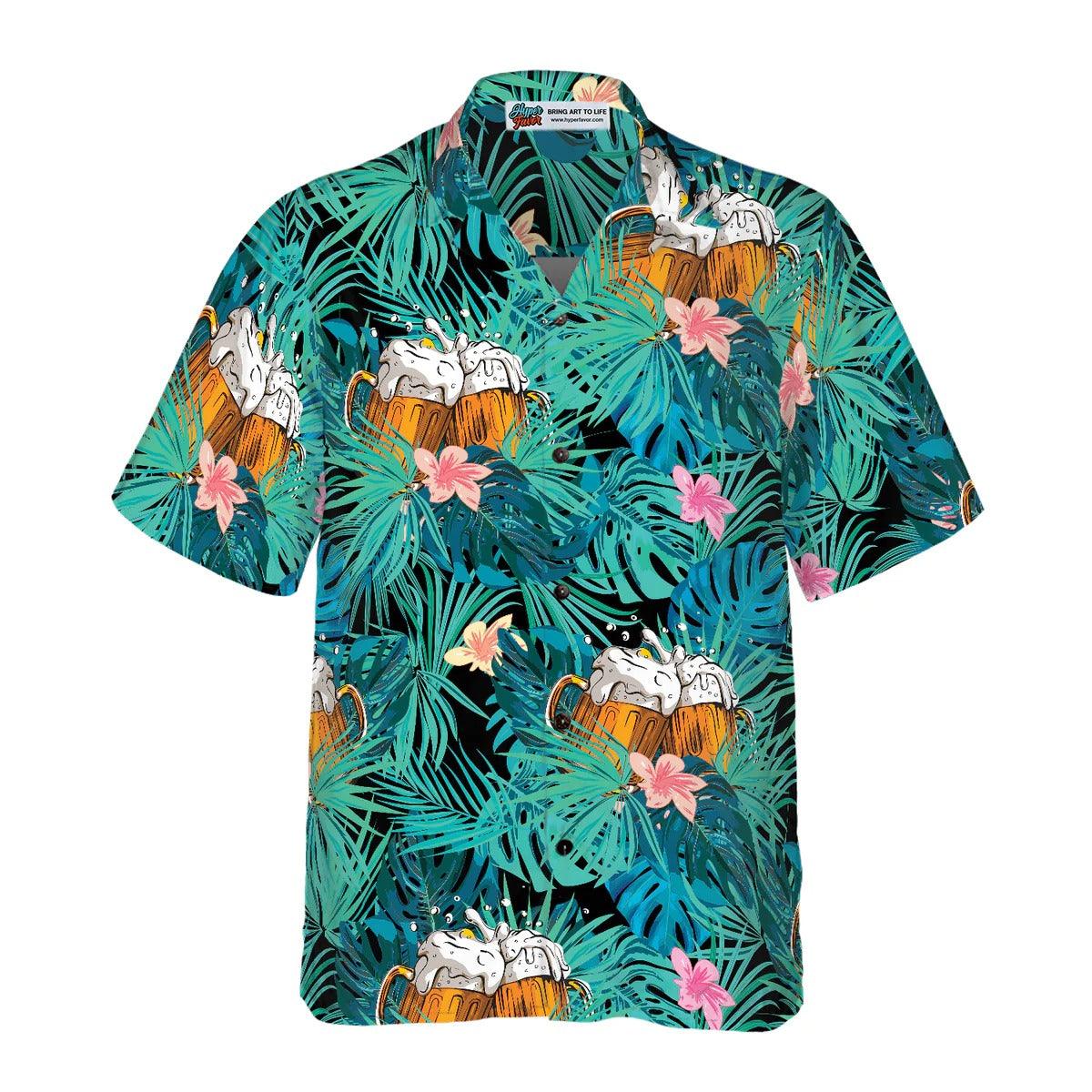 Beer Tropical Pattern Hawaiian Shirt, Beer Hawaiian Shirt, Tropical Aloha Shirt For Men Women, Perfect Gift For Husband, Wife, Friend, Family - Amzanimalsgift