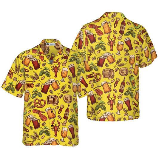 Beer Yellow Hawaiian Shirt, Beer Aloha Shirt, Colorful Summer Hawaiian Shirt - Perfect Gift For Men Women, Friends, Family, Summer Lovers - Amzanimalsgift