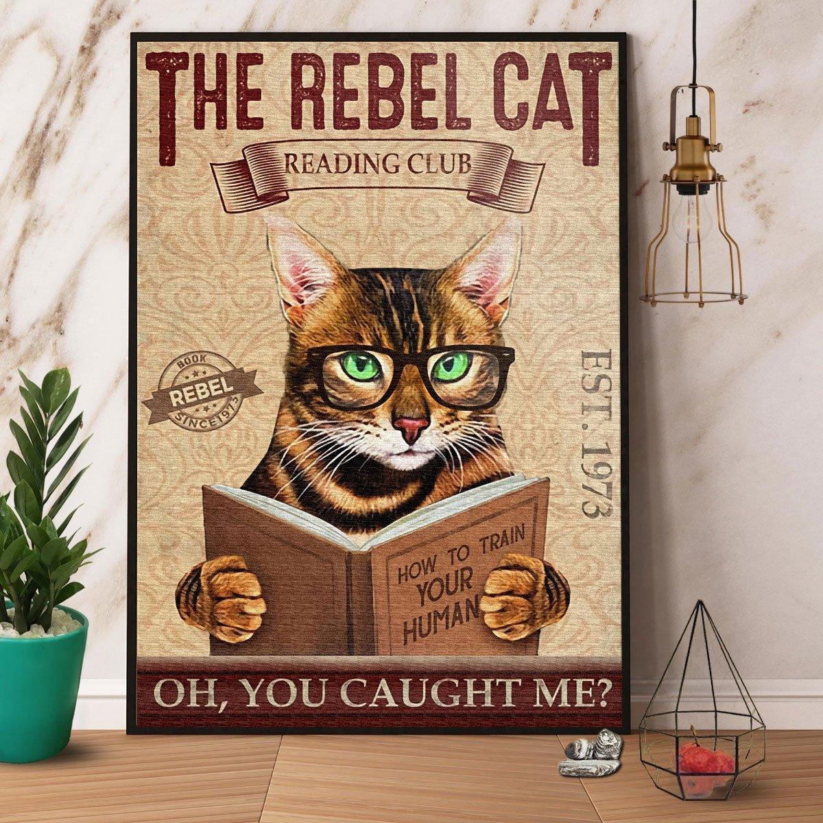 Bengal Cat Portrait Canvas - Bengal Cat Reading Club You Caught Me - Great Gift For Family, Bengal Cat Lovers, Owners, Cat Lovers - Amzanimalsgift