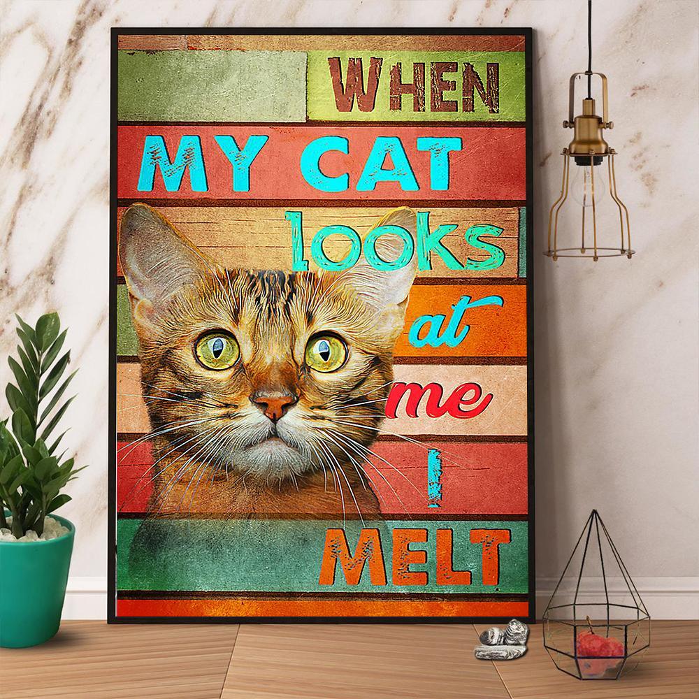 Bengal Cat Portrait Canvas - Bengal Cat When My Cat Looks At Me Melt - Great Gift For Family, Bengal Cat Lovers, Owners, Cat Lovers - Amzanimalsgift