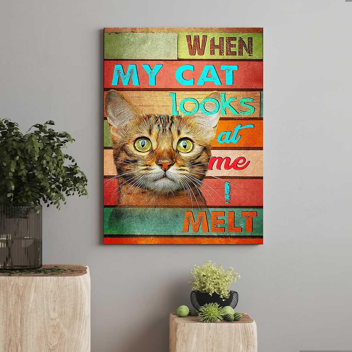 Bengal Cat Portrait Canvas, When My Cat Looks At Me Melt Premium Wrapped Canvas - Gift For Family, Friends, Cat Lovers - Amzanimalsgift